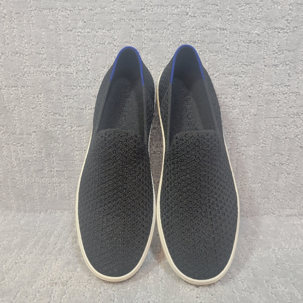 Rothy's The Sneakers Size 9.5 Black Honeycumb Slip On Loafers Shoes New